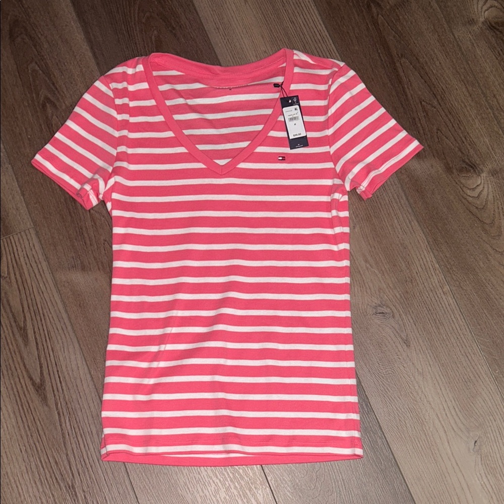 Tommy Hilfiger Coral Striped Short Sleeve Tee